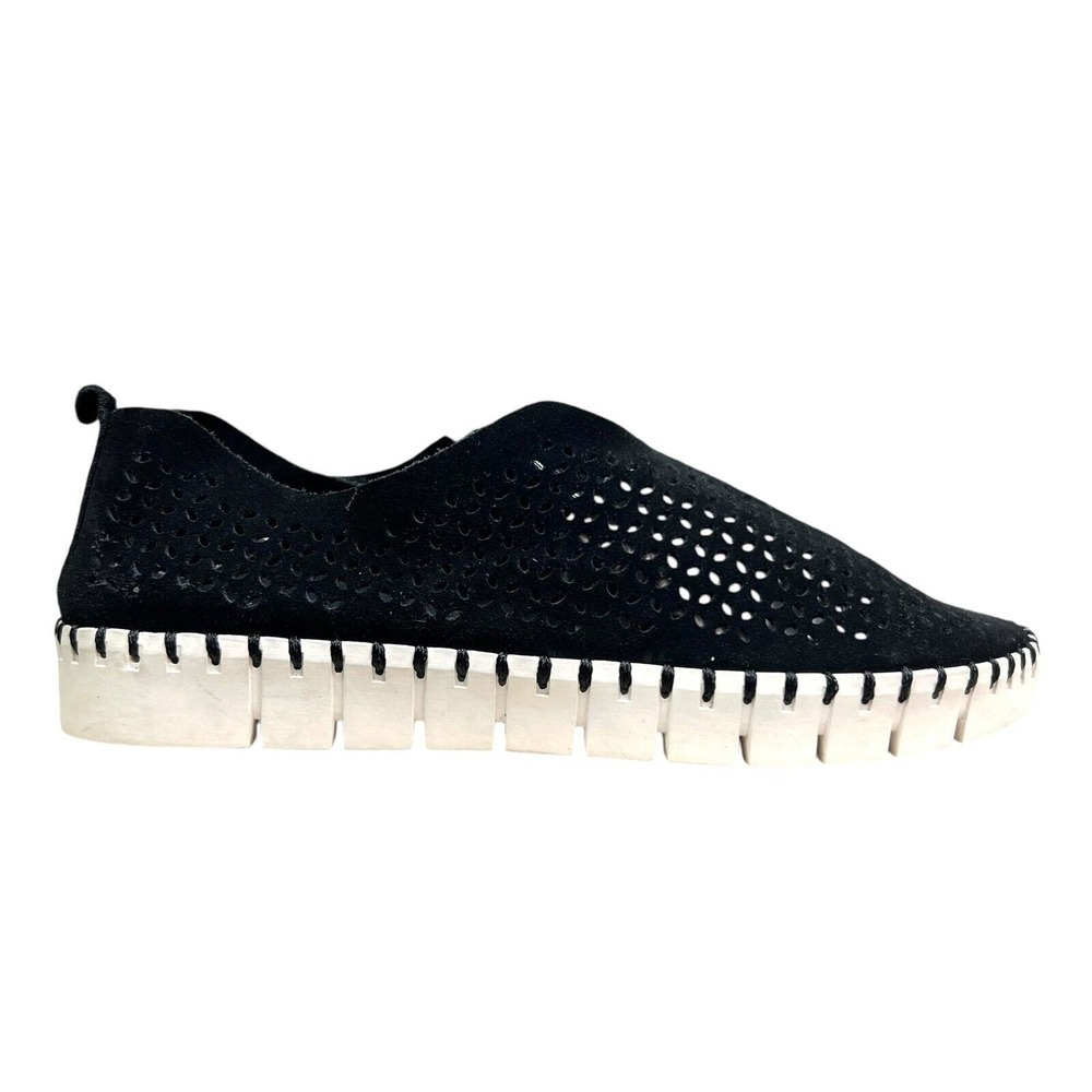 Jeffrey Campbell Womens Sneakers Tiles Black Suede Perforated Slip On Sz 6M